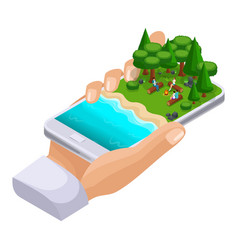 Isometric Concept Of Outdoor Recreation Shore Of