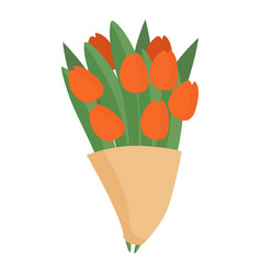 Red Tulips Bouquet Icon Cartoon Flower