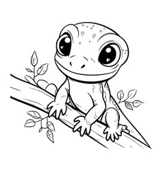 Cute Little Frog On A Branch Coloring Page