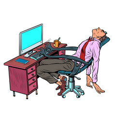 Male Manager Sleeps At The Workplace