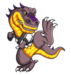 Scary Dinosaur Character With Karate Pose