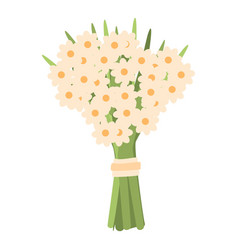 Spring White Flowers Bouquet Icon Cartoon