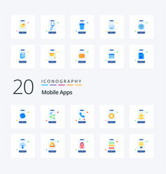 20 Mobile Apps Flat Color Icon Pack Like