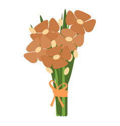 Brown Flowers Bouquet Icon Cartoon Bunch