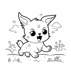 Cute Cartoon Little Dog Playing In The Grass