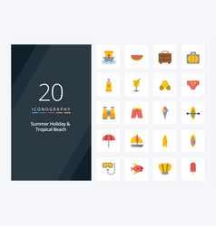 20 Beach Flat Color Icon For Presentation