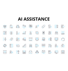 Ai Assistance Linear Icons Set Intelligent