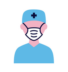 Male Nurse Wearing Medical Mask Flat Style Icon