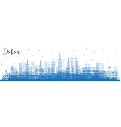 Outline Dakar Senegal City Skyline With Blue