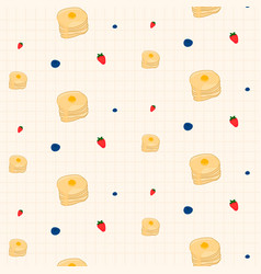 Seamless Pancake Strawberry Blueberry Pattern