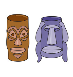 A Couple Of Caribbean Tiki Traditional Idol Face