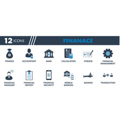 Finance Icon Set Collection Of Accountant Bank