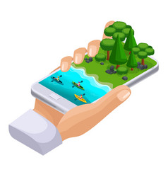 Isometric Concept Of Outdoor Recreation Shore Of