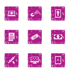 Newsroom Icons Set Grunge Style