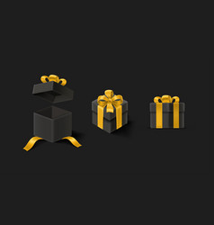 Black Boxes With Golden Ribbons 3d Style