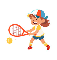 Kid Girl Playing Tennis