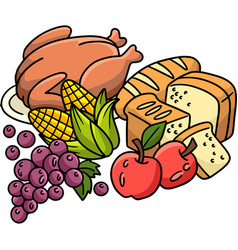 Thanksgiving Feast Cartoon Colored Clipart