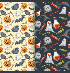 Watercolour Halloween Ghosts Pumpkins Seamless