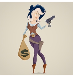 Cowgirl With Gun Funny Cartoon Character