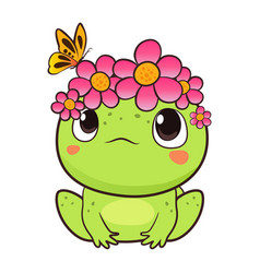 Cute Baby Frog In Cartoon Style