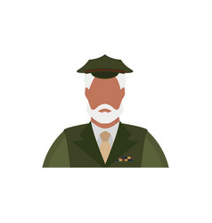 Elderly Veteran In Green Uniform Icon Cartoon