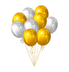 Golden And White Balloons Bunch Isolated