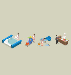 3d Isometric Flat Set Of Hotel Services