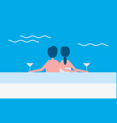 Couple In Love Sitting By Pool