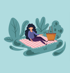 Woman On Camping Blanket