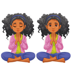 Curly Hair Woman Praying In Meditation