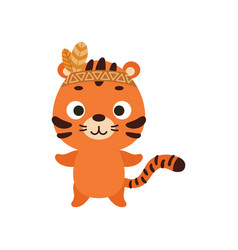 Cute Tribal Tiger Wild And Free Cartoon Animal