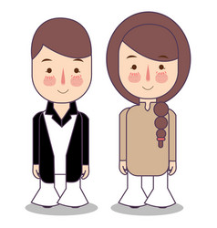 People In 1970s Style Clothes Cartoon Style