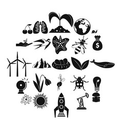 Conservationist Icons Set Simple Style