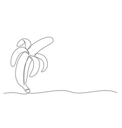 Banana One Line Drawing Isolated On White