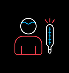 Fever High Temperature Flat Icon On Black