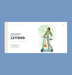 Green Living Landing Page Template Woman Embraces