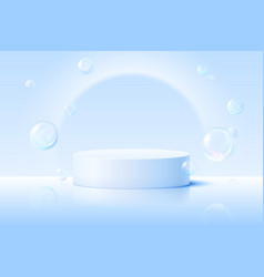 Podium Stage With Soap Bubbles Background