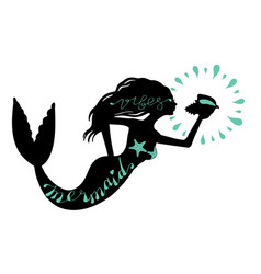 Silhouette Mermaid Holding Conch Shell