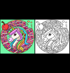 Unicorn Head In A Donut Coloring Page