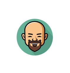 A Bald Man With Beard And Mustache In Flat Style