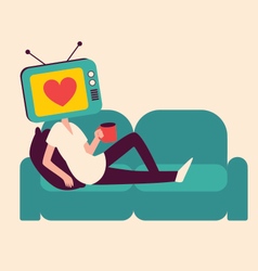 Cartoon Tv Head Girl On A Sofa