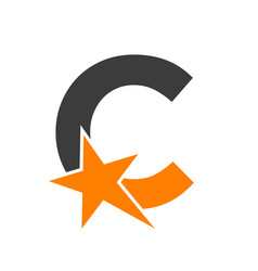 Letter C Negative Space Star Logo Template