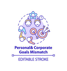 Personal And Corporate Goals Mismatch Concept Icon