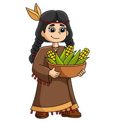 Thanksgiving Native American Girl Clipart