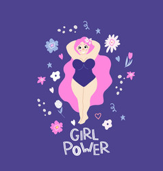 Woman Plus Size In A Swimsuit Girl Power