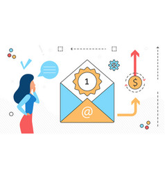 Digital Marketing Woman Character And Email