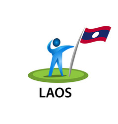 Man Holding A Flag Laos