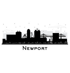 Newport Wales City Skyline Silhouette With Black