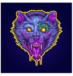 Scary Zombie Monster Wolf Head Logo Cartoon