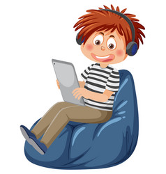 A Boy Using Tablet For Online Learning